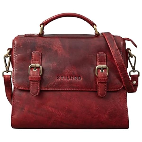 STILORD 'Estelle' Fashion Handtas Lederen Schoudertas Dames Elegante Tas Vintage Vrouwen Satchel Bag gemaakt van Echt Leer